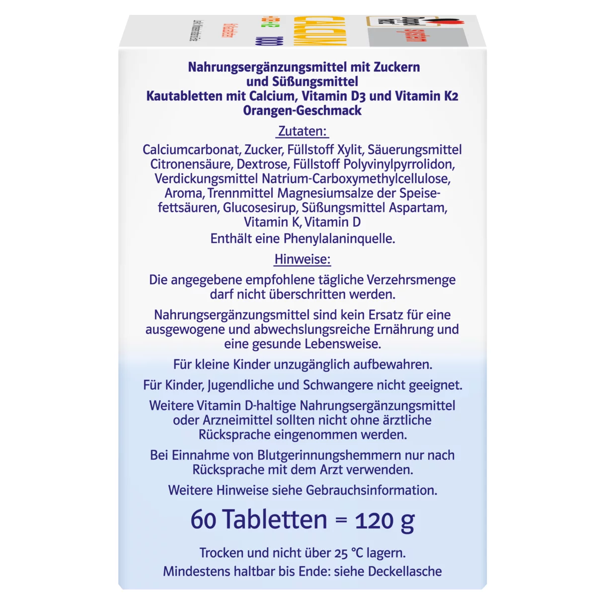 Abbildung der Produktverpackung Doppelherz system CALCIUM 1000 + D3 + K2 Seitenansicht rechts